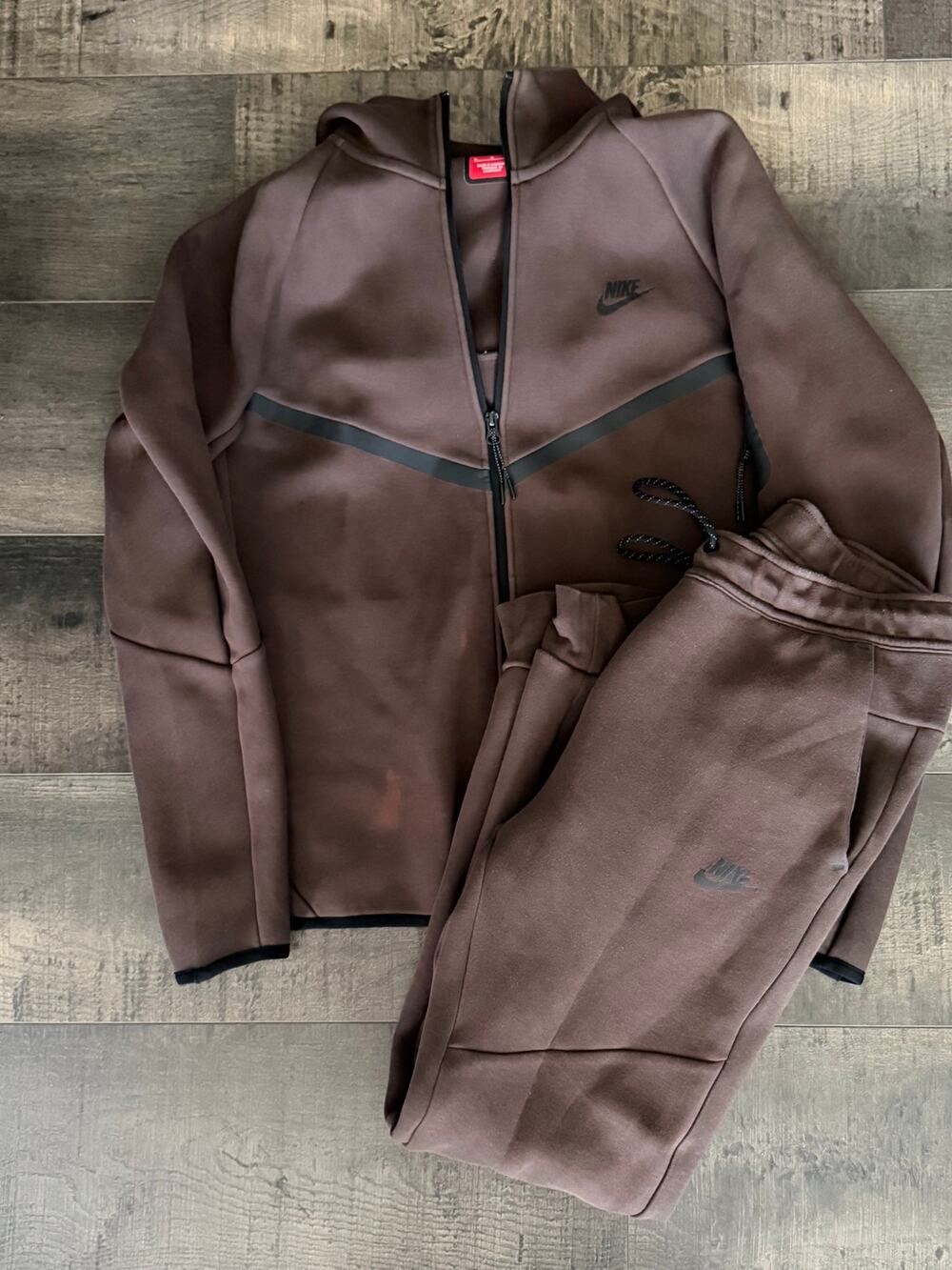 Nike Men's Brown Full-Zip Hoodie & Jogger Set size M